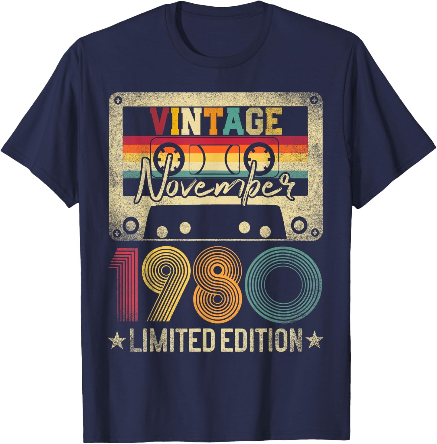 November 1980 45th Birthday Gift Limited Edition Vintage T-Shirt - T-Shirt | Navy