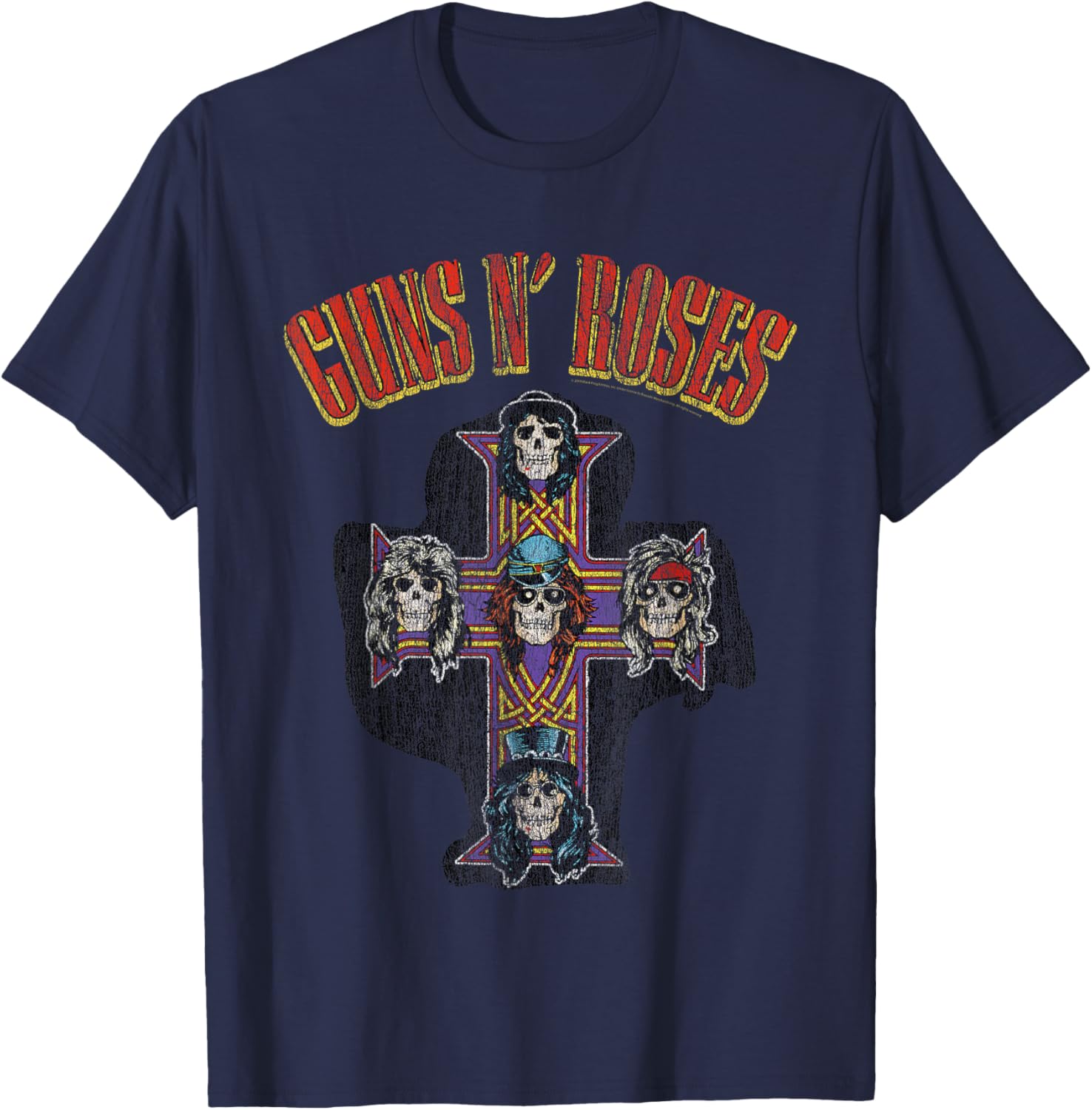 Guns N' Roses Official Cross Arch T-Shirt - T-Shirt | Navy