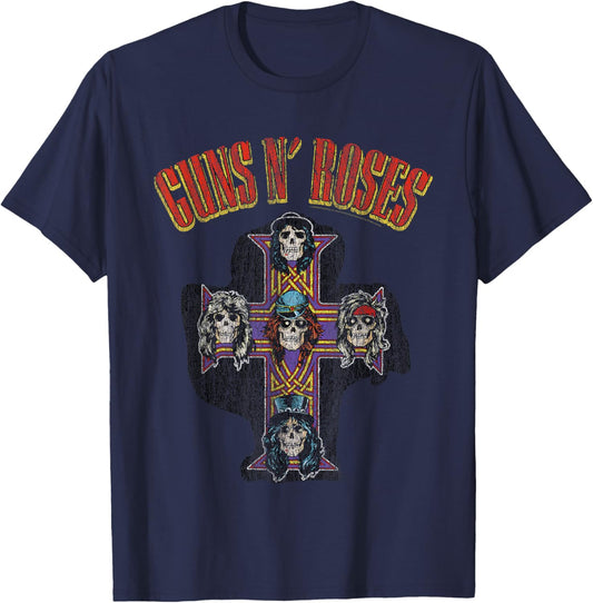 Guns N' Roses Official Cross Arch T-Shirt - T-Shirt | Navy