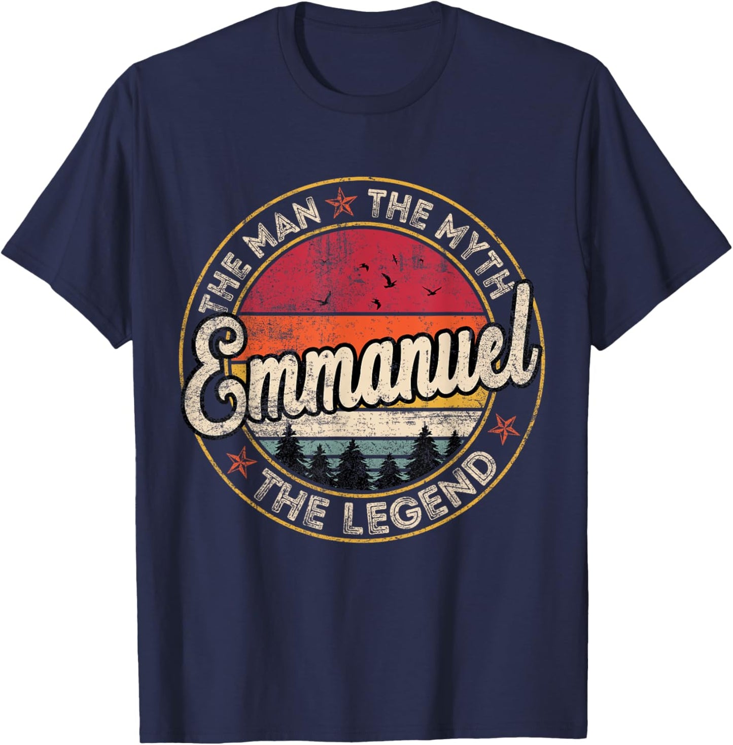 Emmanuel The Man The Myth The Legend Personalized Name T-Shirt - T-Shirt | Navy