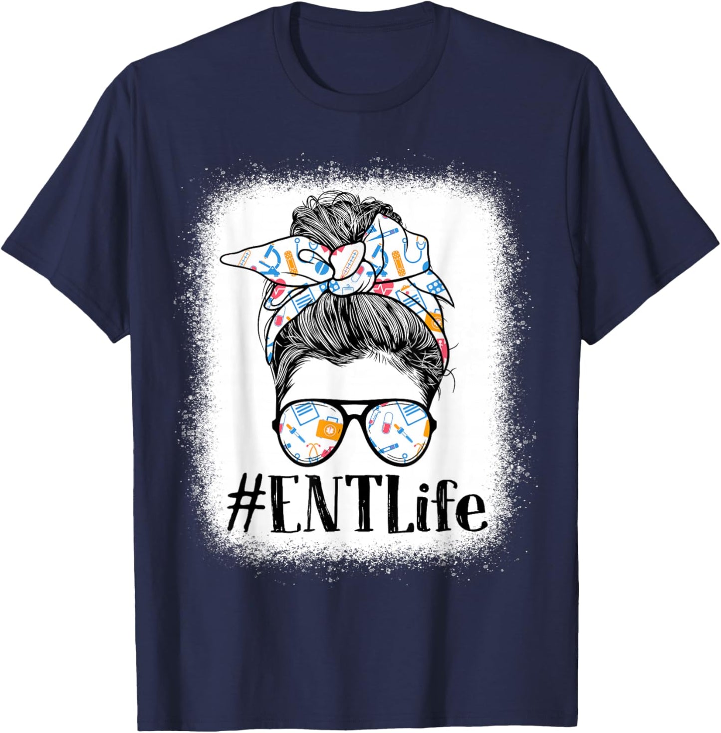 ENT Otorhinolaryngology Nurse Life Appreciation Day Messy T-Shirt - T-Shirt | Navy