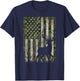 US Flag Deer Elk Buck Camoflage Hunting Hunter Dad Grandpa T-Shirt - T-Shirt | Navy