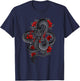 Black Dragon With Red Flowers T-Shirt - T-Shirt | Navy