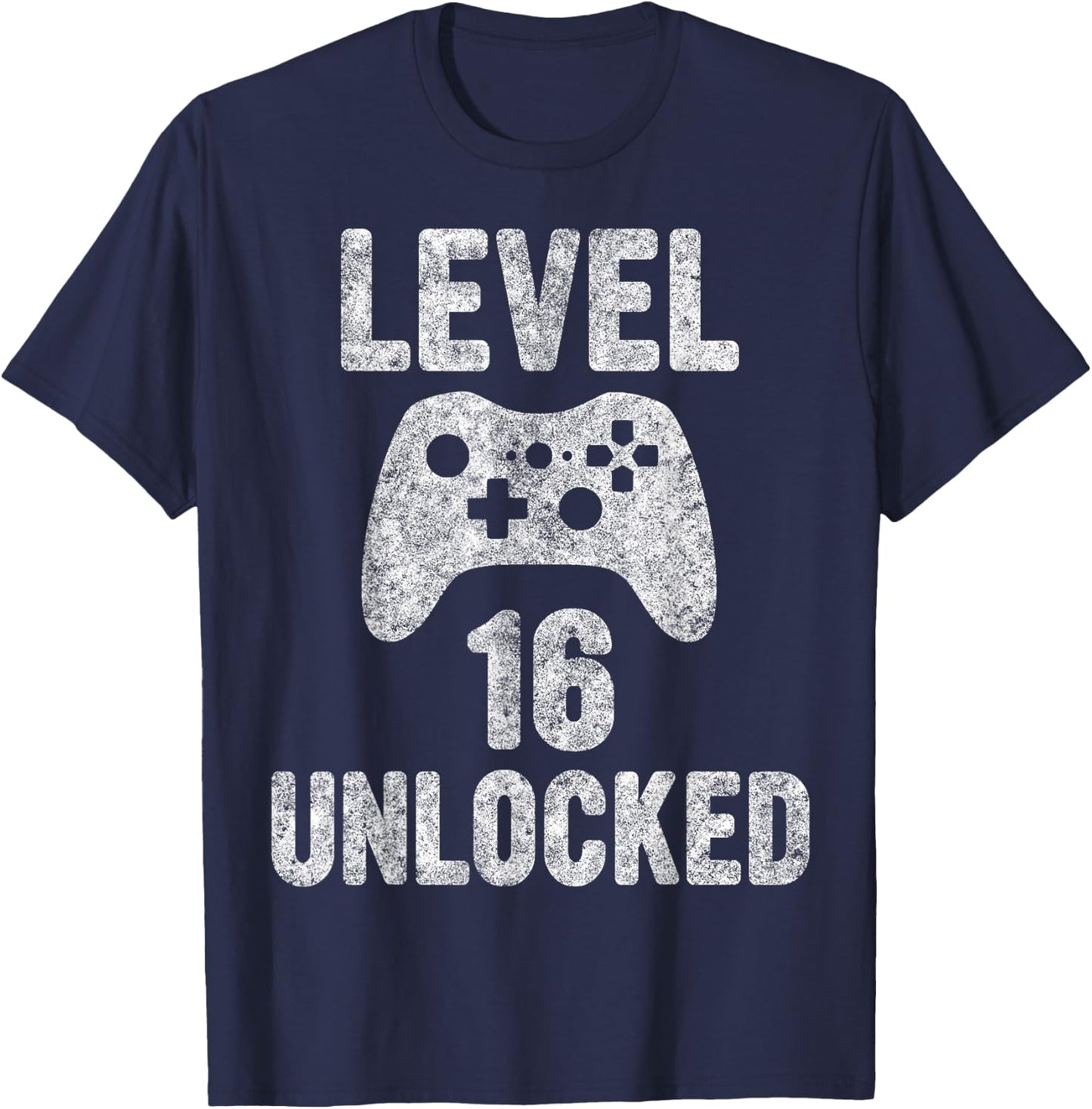 Cute Video Gamer 16th Birthday Gift Level 16 Unlocked T-Shirt - T-Shirt | Navy