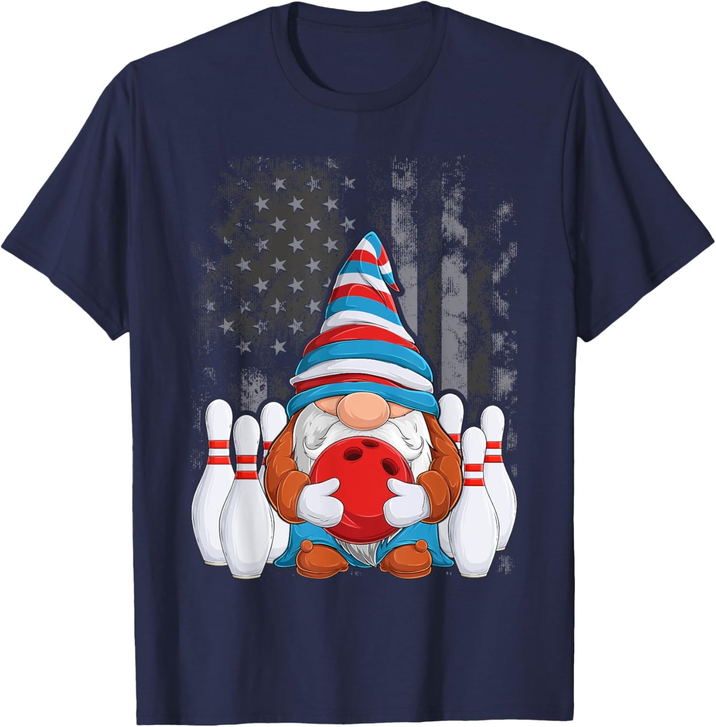 Bowling Gnome Bowling Gnomes Funny Gnome Bowling T-Shirt - T-Shirt | Navy