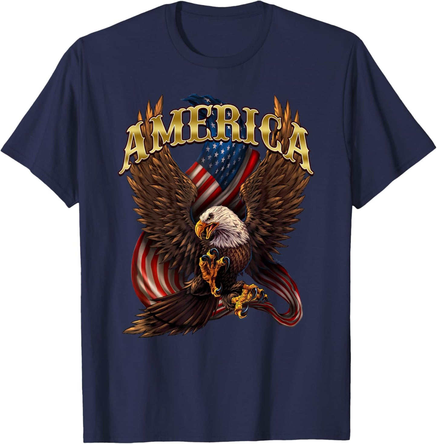 Patriotic America Design With Eagle And American Flag T-Shirt - T-Shirt | Navy