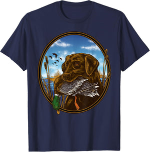 Labrador Retriever with Mallard Duck Hunting T-Shirt - T-Shirt | Navy