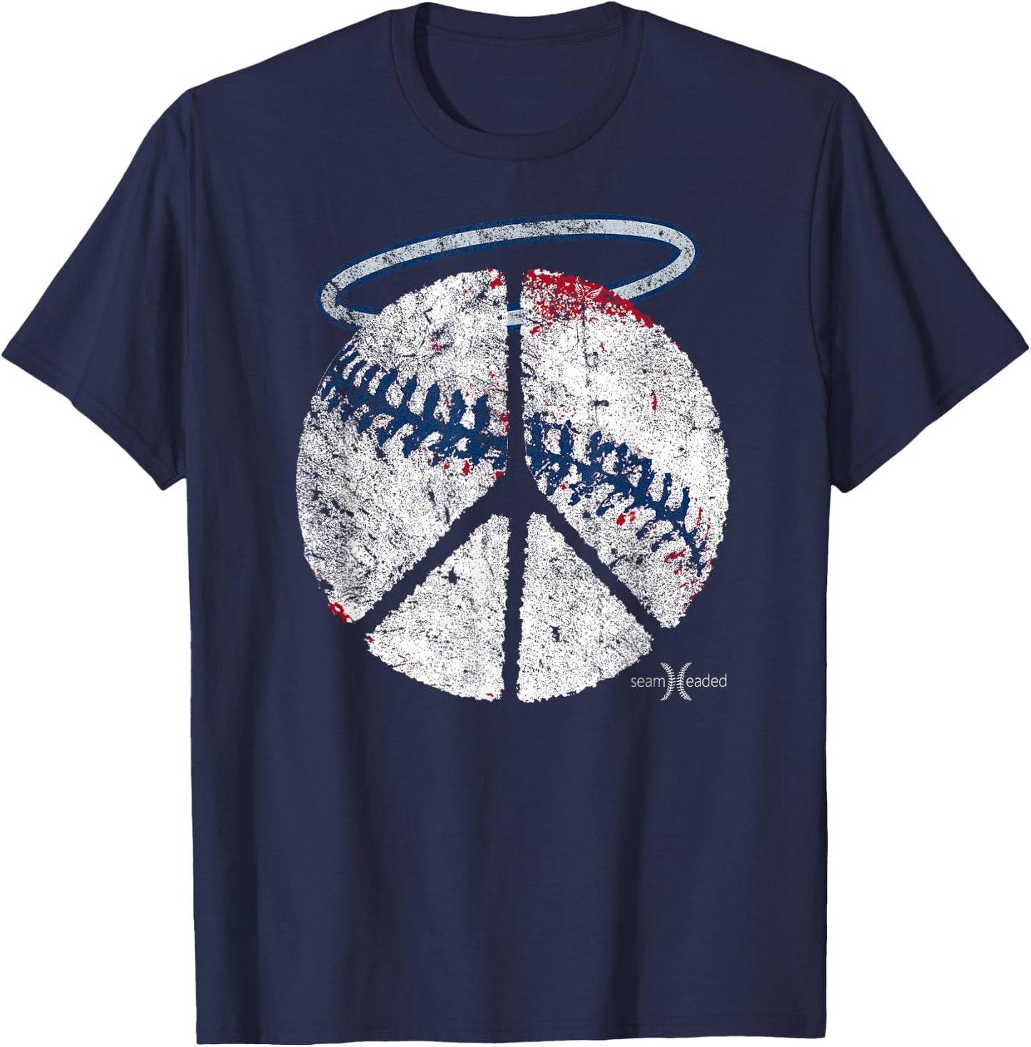 Vintage Angel Peace Baseball Shirt T-Shirt - T-Shirt | Navy