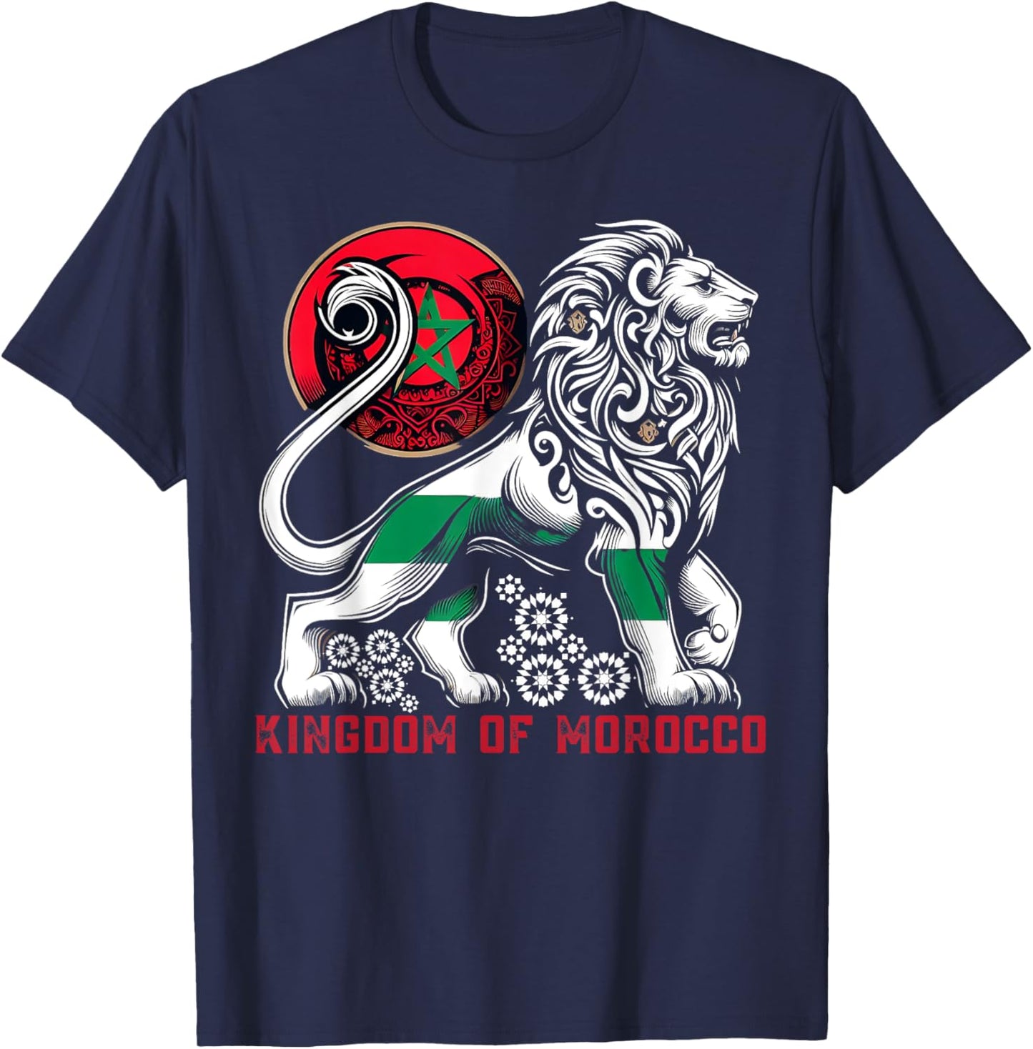 Majestic Moroccan Lion Design with Kingdom Emblem, maroc T-Shirt - T-Shirt | Navy