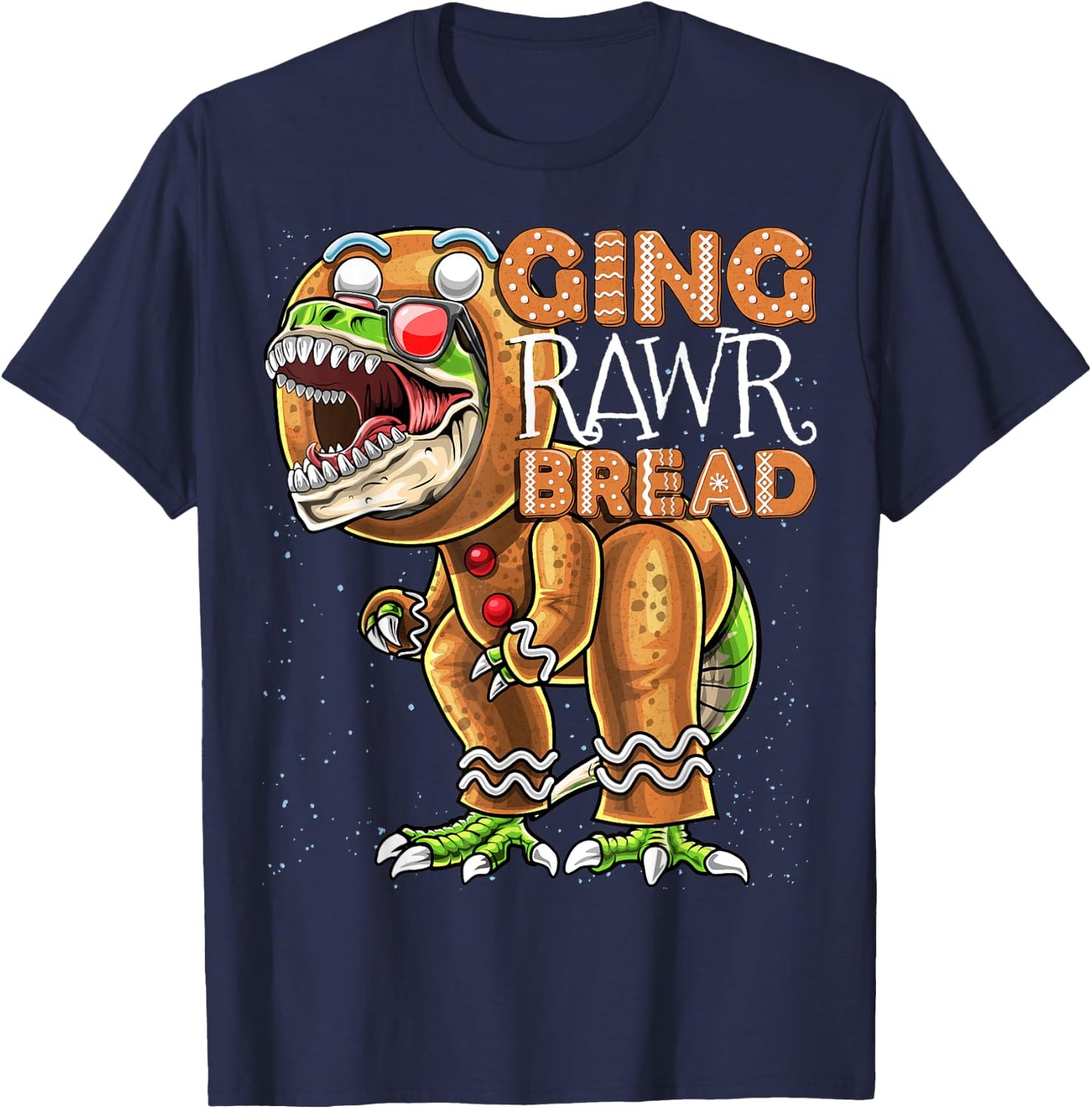 Gingerbread Man Costume Dinosaur Christmas Cookie Gift Kids T-Shirt - T-Shirt | Navy