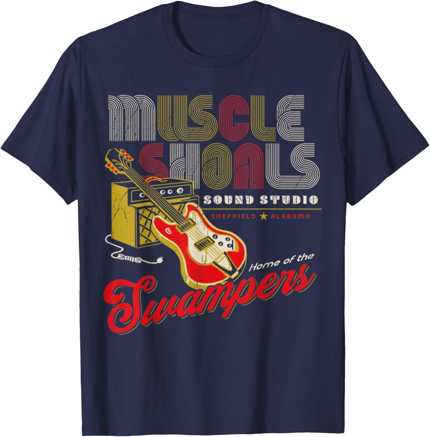 Vintage Muscle Shoals Sound Guitar Music Lovers T-Shirt - T-Shirt | Navy
