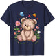 Cute Teddy Bear With Flowers I Kids Teddy T-Shirt - T-Shirt | Navy