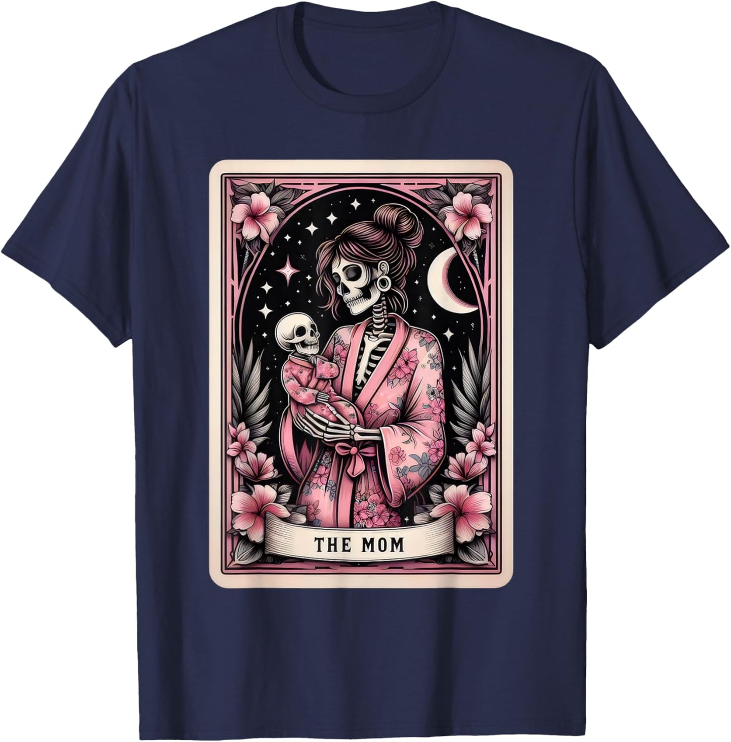 The Mom Tarot Card Skeleton Mama Coffee Happy Mother's Day T-Shirt - T-Shirt | Navy