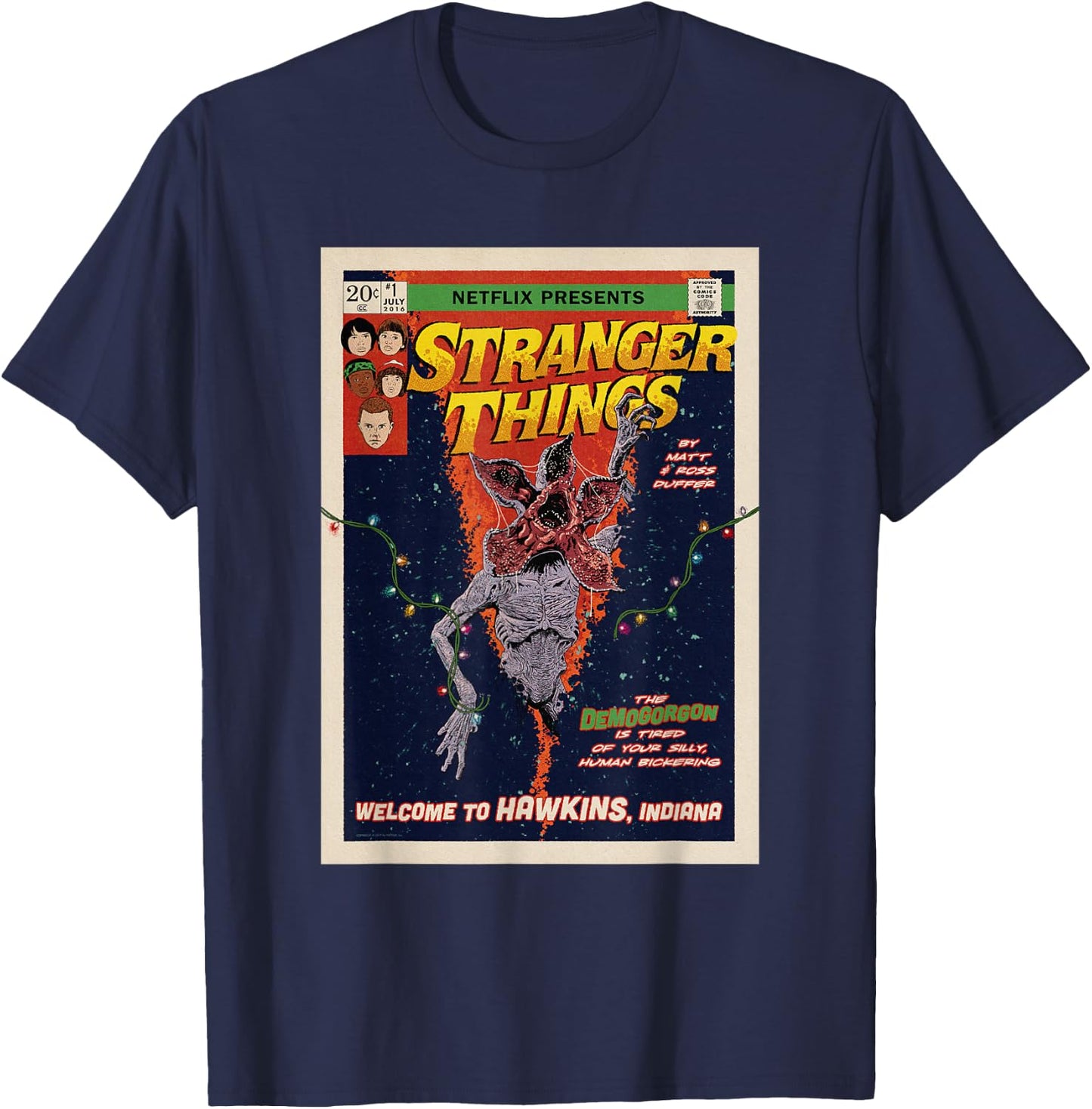 Stranger Things Welcome to Hawkins Comic Cover T-Shirt - T-Shirt | Navy