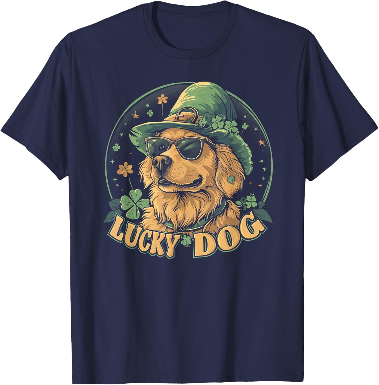 Golden Retriever Dog - St. Patrick's Day Saint Paddy's Irish Men Women Kids T-Shirt - T-Shirt | Navy