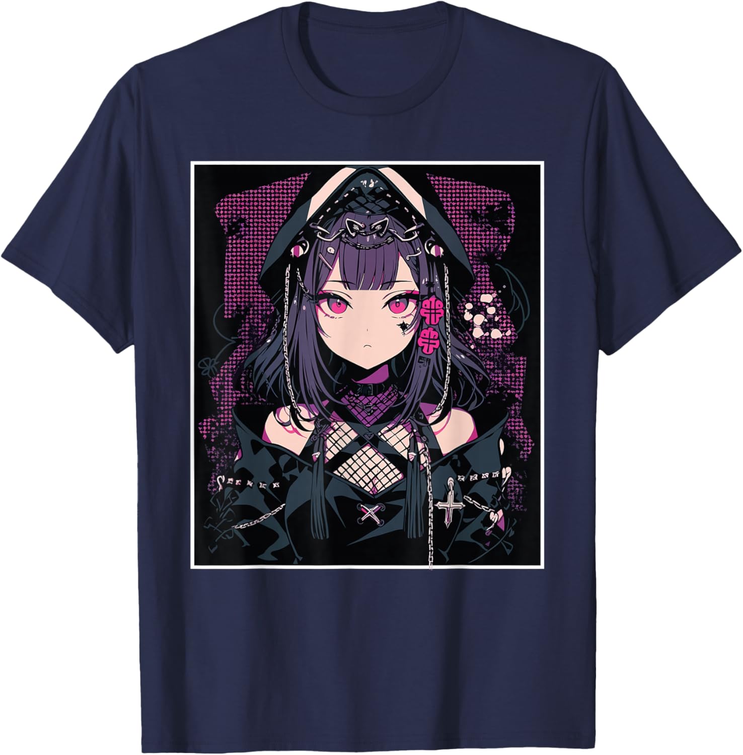 Anime Girl Gothic Waifu Japanese Aesthetic Kawaii Otaku T-Shirt - T-Shirt | Navy