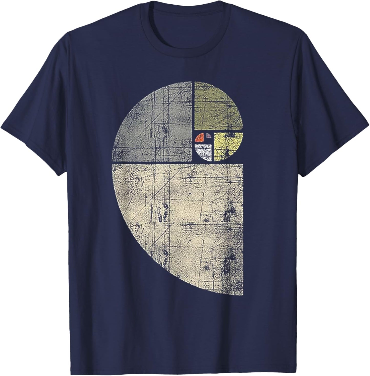 Distressed Fibonacci Spiral T-Shirt - T-Shirt | Navy