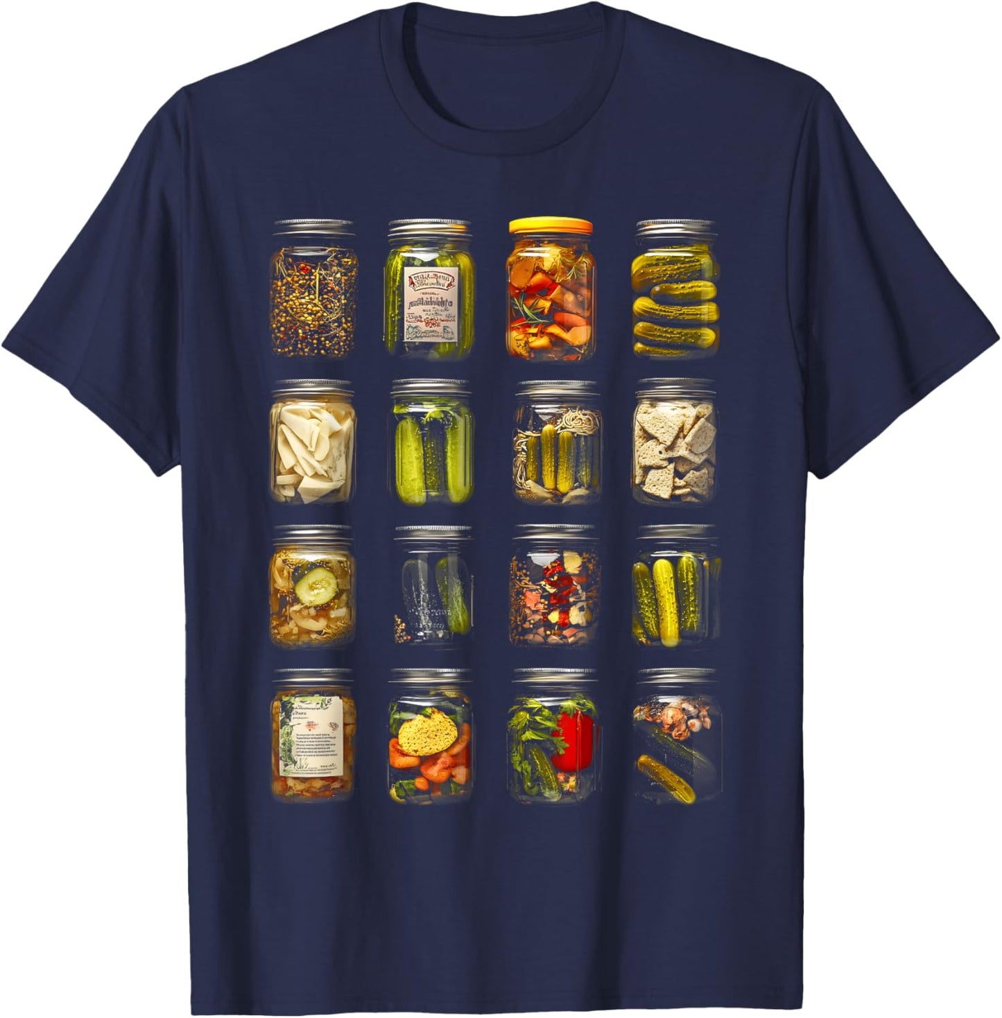 Adults Vintage Retro Canned Pickles Lovers T-Shirt - T-Shirt | Navy