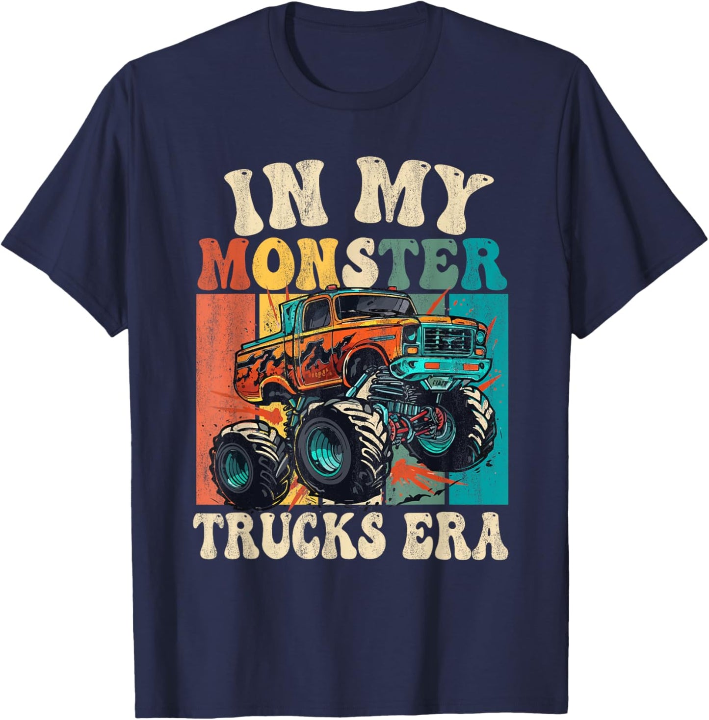 In My Monster Trucks Era Vintage Retro Monster Truck T-Shirt - T-Shirt | Navy
