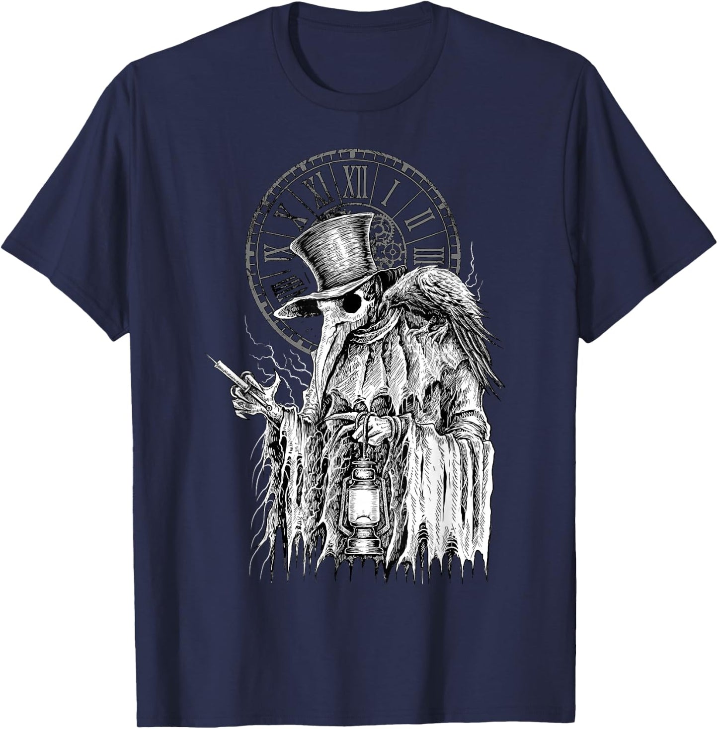 Plague Doctor Death Virus with Raven T-Shirt - T-Shirt | Navy