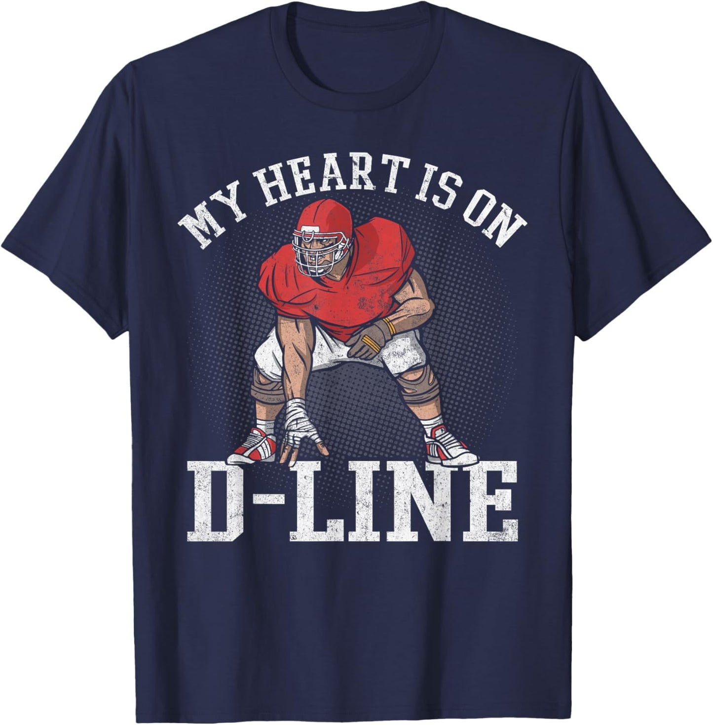 My Heart Is On D-Line Lineman Vintage Distressed Apparel T-Shirt - T-Shirt | Navy