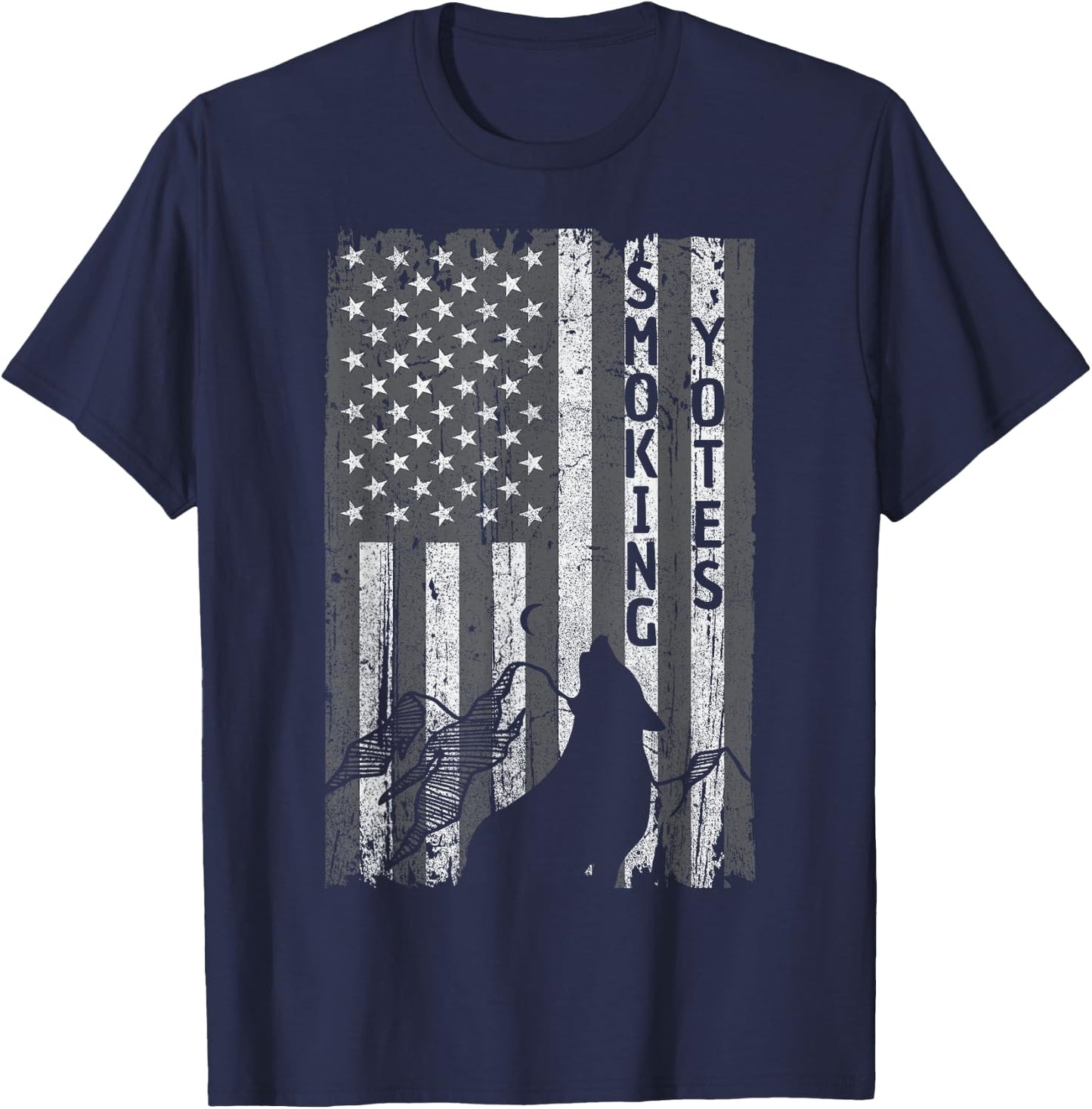 Vintage US Flag Coyote Hunting Hunter Hunters Gift T-Shirt - T-Shirt | Navy