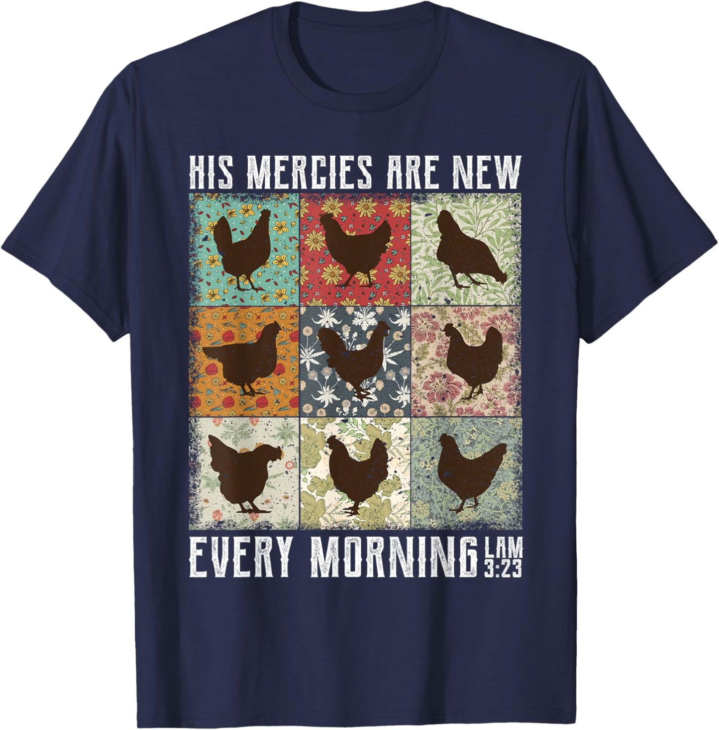His Mercies Are New Every Morning Chicken Lam T-Shirt - T-Shirt | Navy