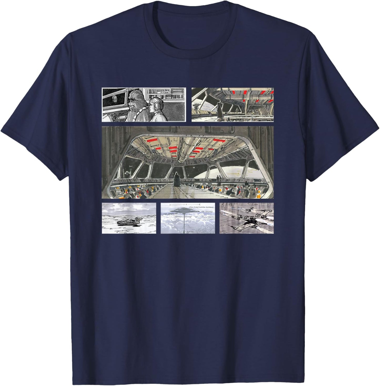 Star Wars Original Trilogy Storyboard Concept Art T-Shirt - T-Shirt | Navy
