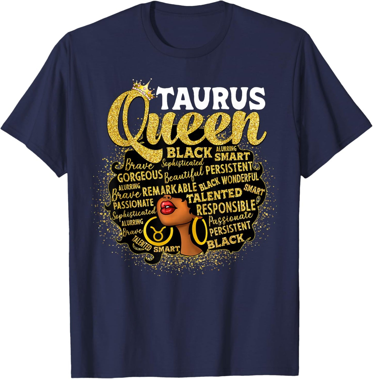 African American Women Zodiac Birthday Taurus Queen T-Shirt - T-Shirt | Navy
