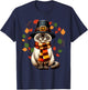 Siamese Cat Pilgrim Thanksgiving Fall Turkey, Women Girls T-Shirt - T-Shirt | Navy