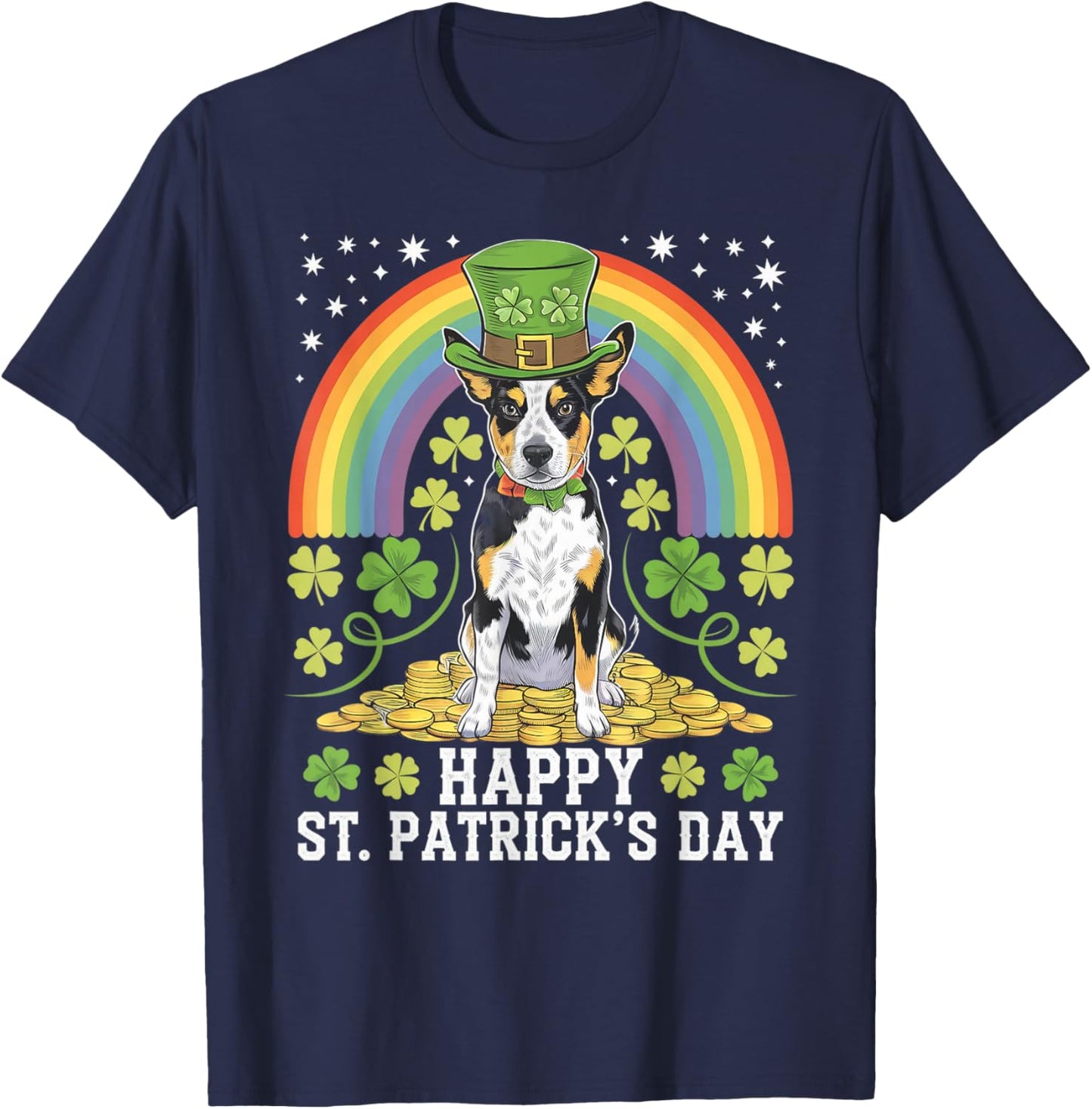 Blue or Red Heeler on Australian Cattle Dog St Patricks Day T-Shirt - T-Shirt | Navy