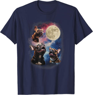 Frenchies Howling At The Moon Ironic Funny French Bulldog Men Women T-Shirt - T-Shirt | Navy
