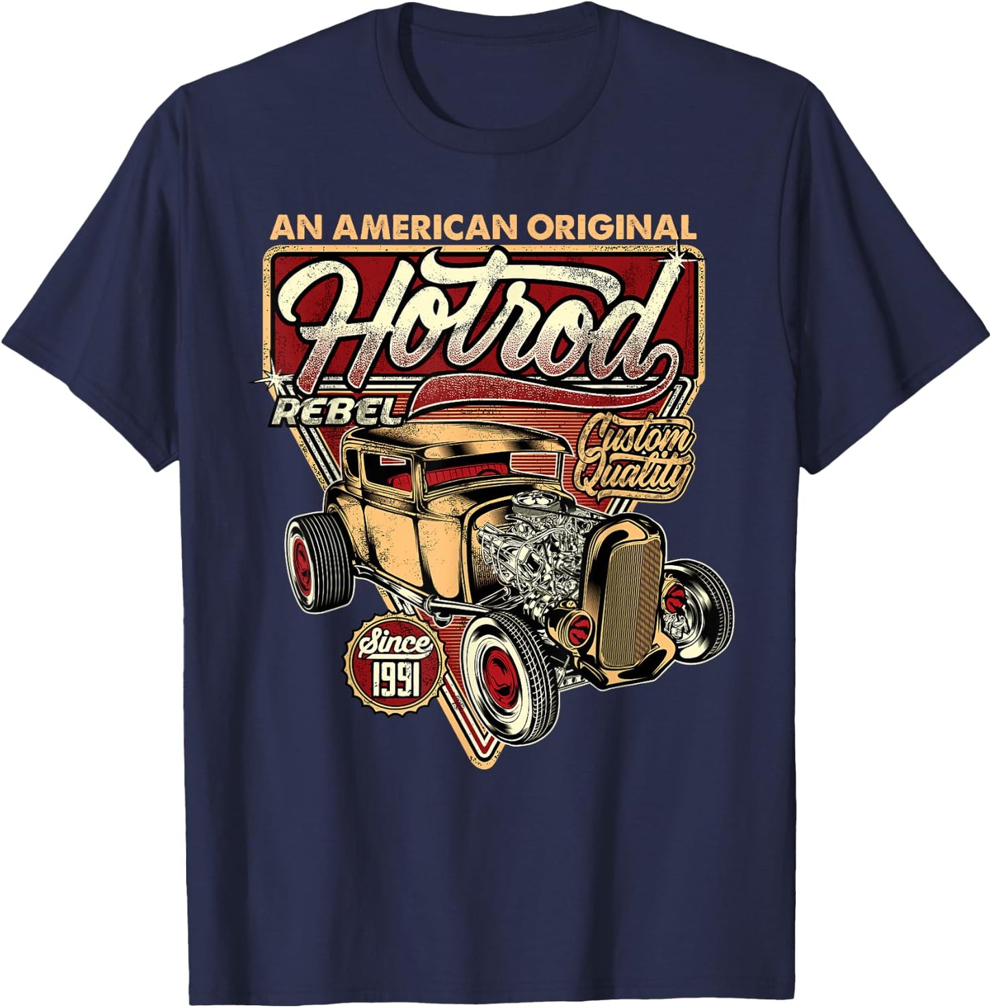 Vintage Hot Rod Speed and Power T-Shirt - T-Shirt | Navy