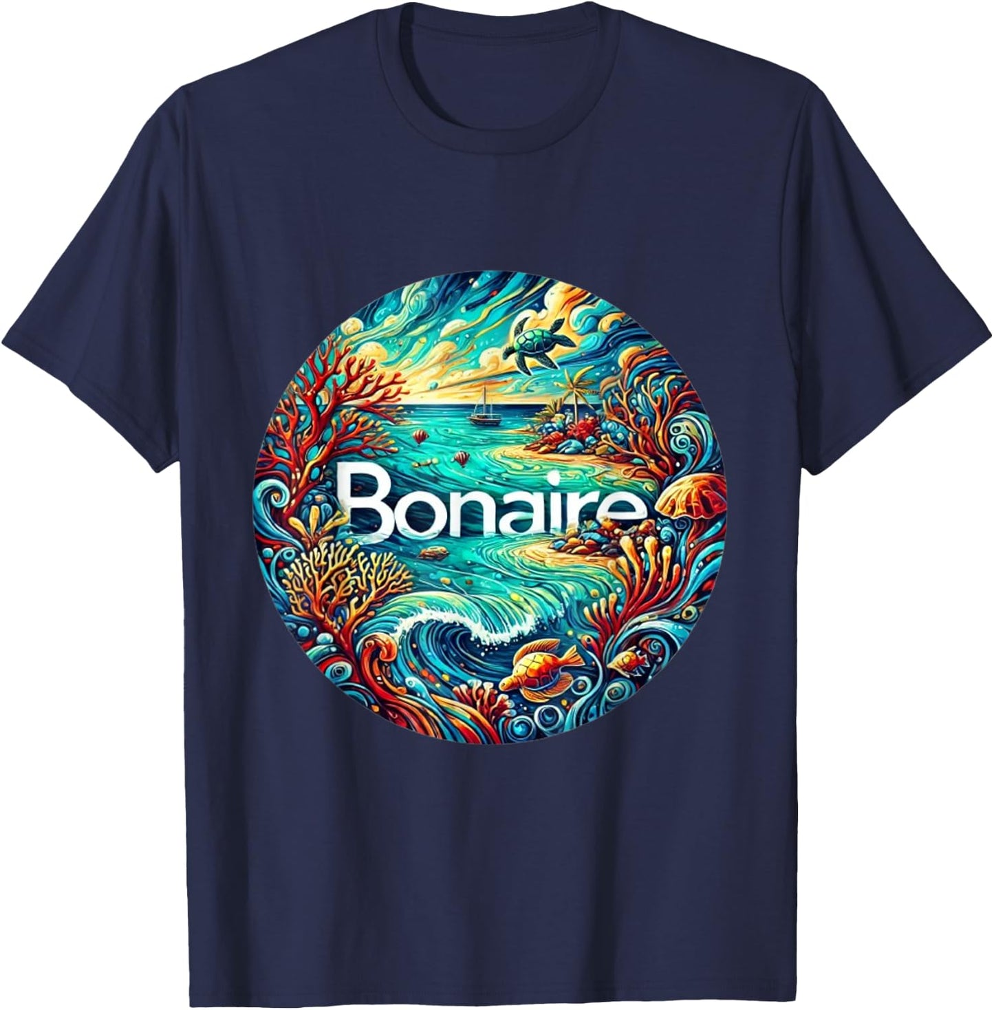 Bonaire ABC Dutch Islands artistic T-Shirt - T-Shirt | Navy