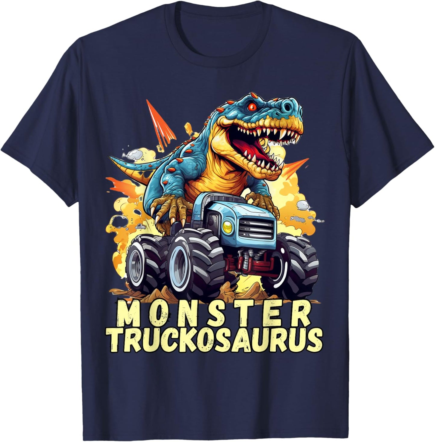 Monster Truckosaurus - Dinosaur T-Rex Monster Truck Funny T-Shirt - T-Shirt | Navy