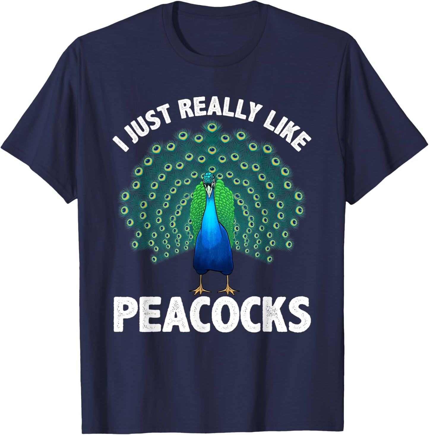 Cool Peacock Design Women Kids Bird Peacock Lovers T-Shirt - T-Shirt | Navy