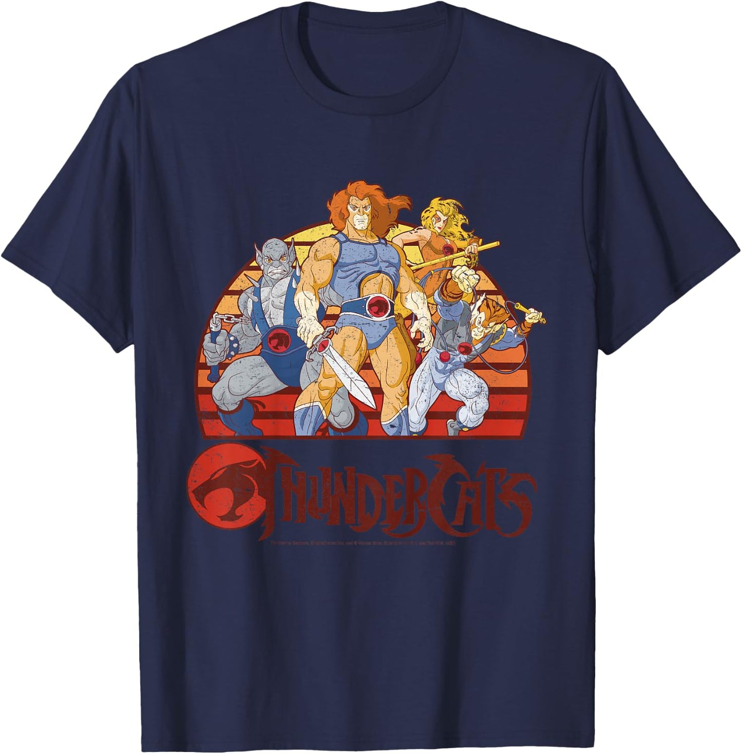 Kids ThunderCats Group Retro Sunset T-Shirt - T-Shirt | Navy