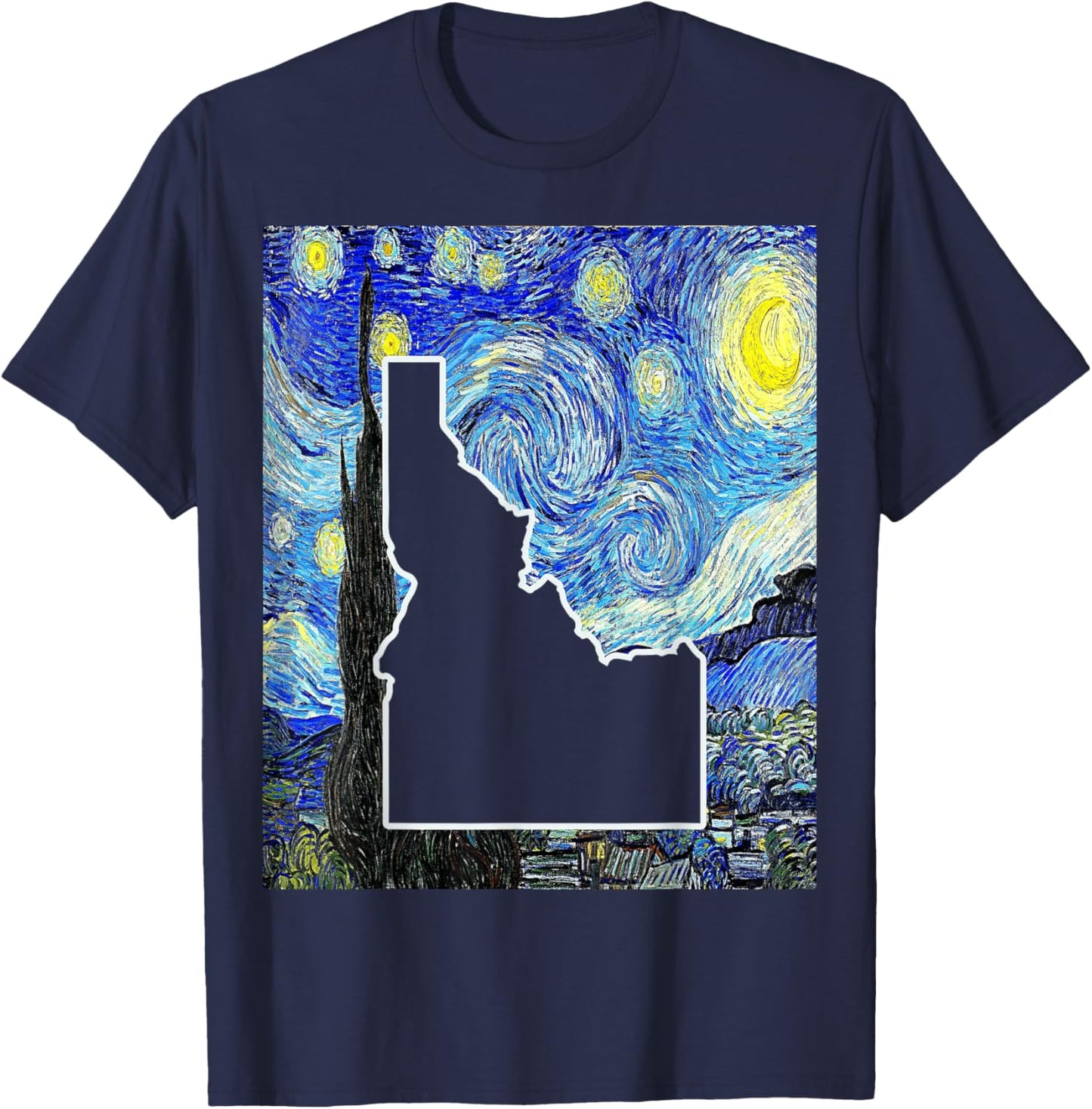 Idaho State Starry Night Idaho Map Idahoan T-Shirt - T-Shirt | Navy