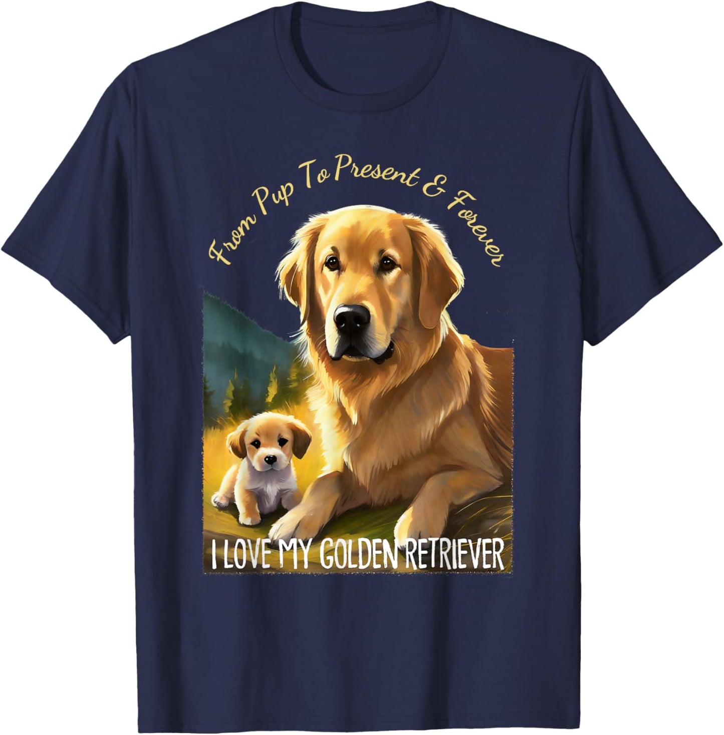 I Love My Golden Retriever Dog Men Women Girls Kids T-Shirt - T-Shirt | Navy