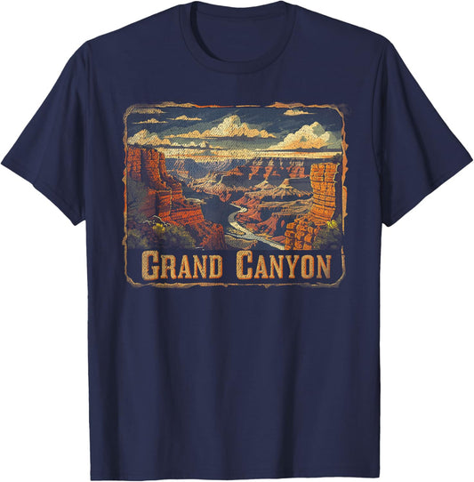 Grand Canyon - US National Park Vintage Men Women Kids Retro T-Shirt - T-Shirt | Navy