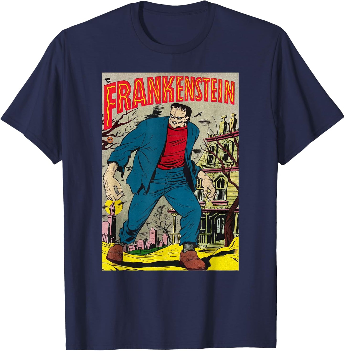 Classic Monster Poster Horror Comic Book Frankenstein T-Shirt - T-Shirt | Navy