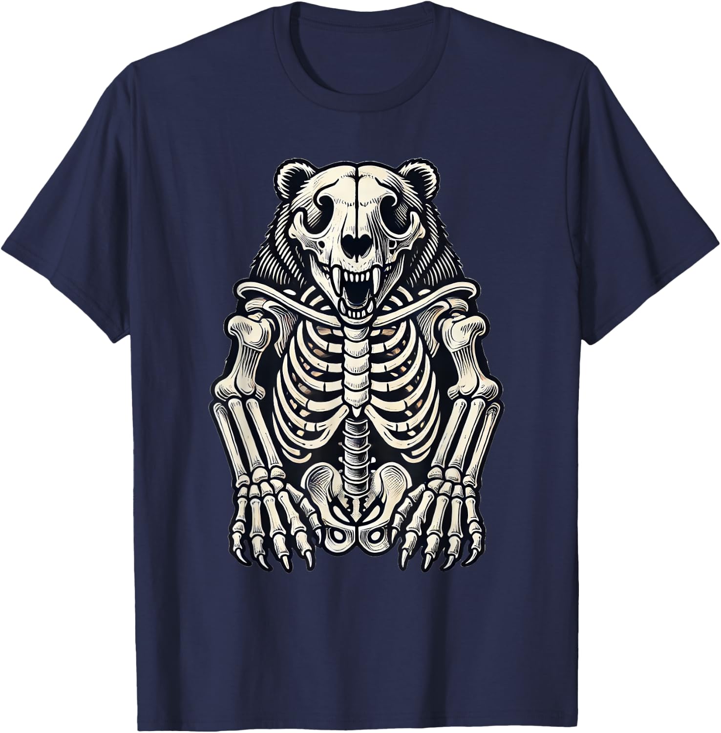 Bear Skeleton Halloween T-Shirt - T-Shirt | Navy