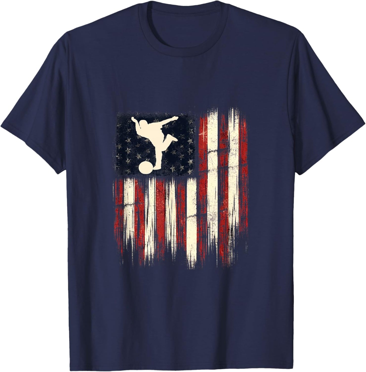 Patriotic Distressed Flag Gift Kids Bowling T-Shirt - T-Shirt | Navy