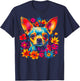 Chihuahua Dog Flowers T-Shirt - T-Shirt | Navy