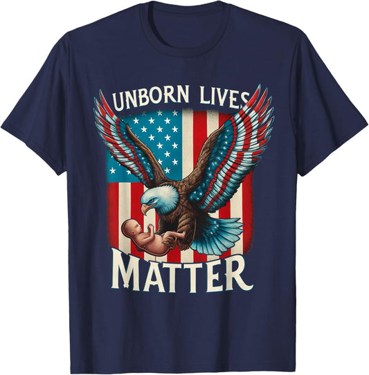 Patriotic American Unborn Lives Matter Pro-Life Catholic Men T-Shirt - T-Shirt | Navy
