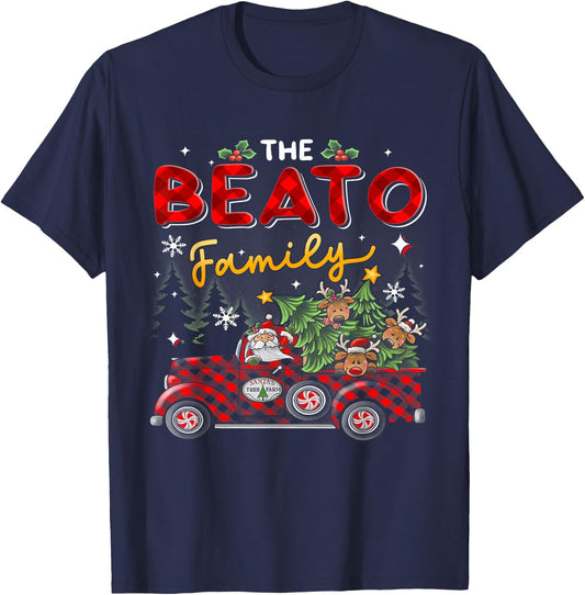 The Beato Family Christmas Matching Pajamas Group Gift T-Shirt - T-Shirt | Navy