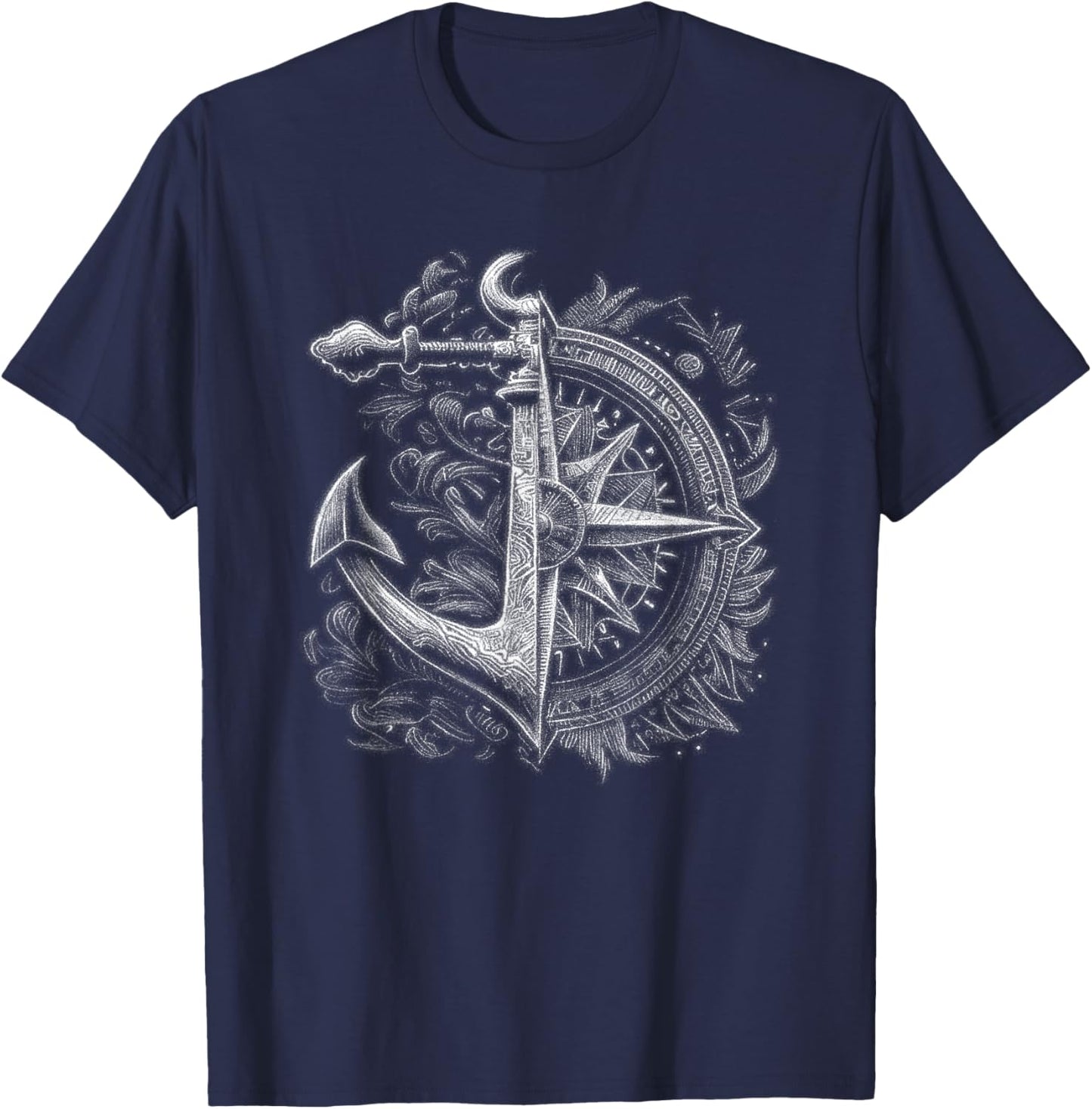 Compass Anchor Sea Lover Marine Life Lover T-Shirt - T-Shirt | Navy