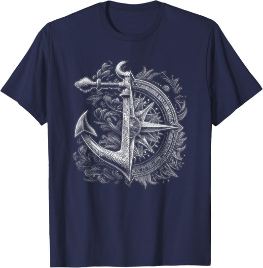 Compass Anchor Sea Lover Marine Life Lover T-Shirt - T-Shirt | Navy