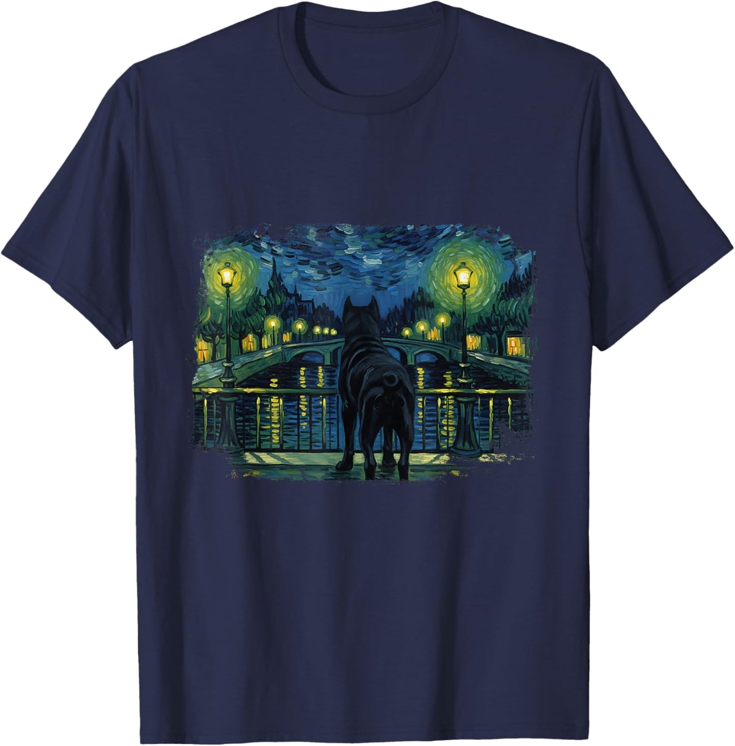 Cane Corso Italiano Retro Van Gogh Style T-Shirt - T-Shirt | Navy