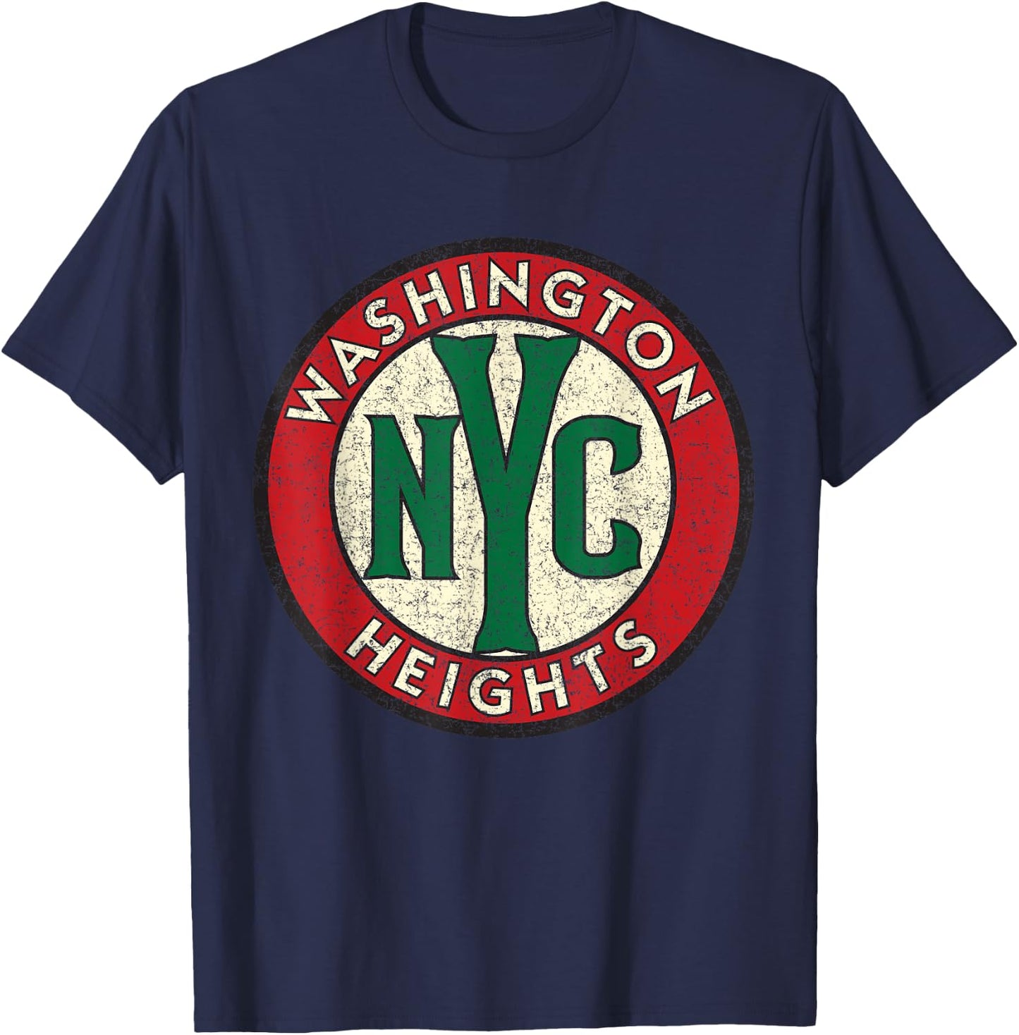 Washington Heights NYC Circle Sign Distressed Print T-Shirt - T-Shirt | Navy